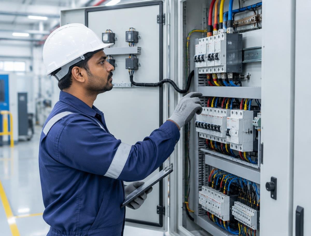 Electrical Services work at an Indian engineering site